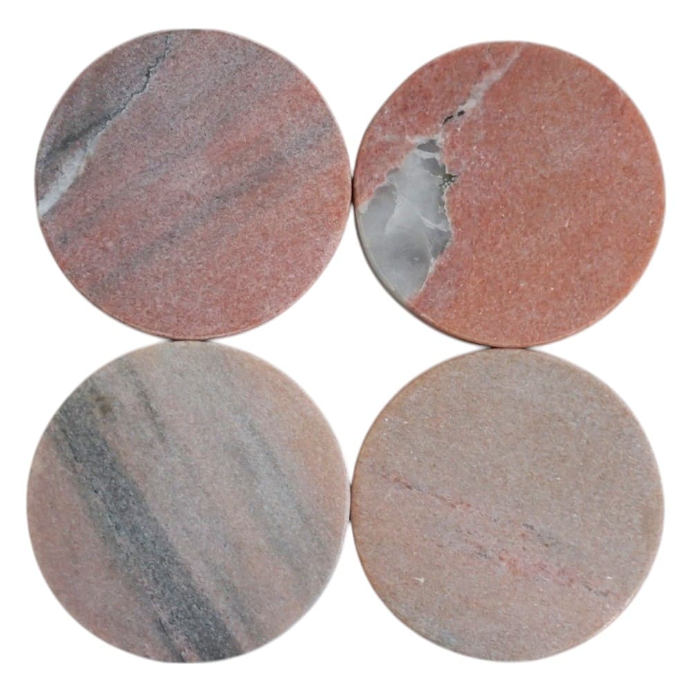 Set of 4 Round Pink Marble Drink Coasters image 2