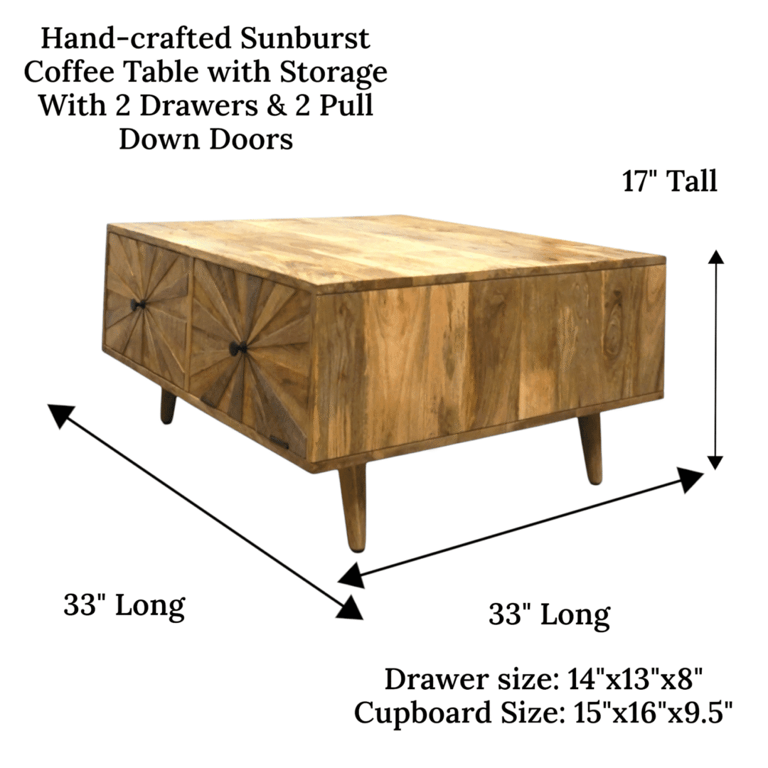 Sunburst Coffee Table with Hidden Storage image 10