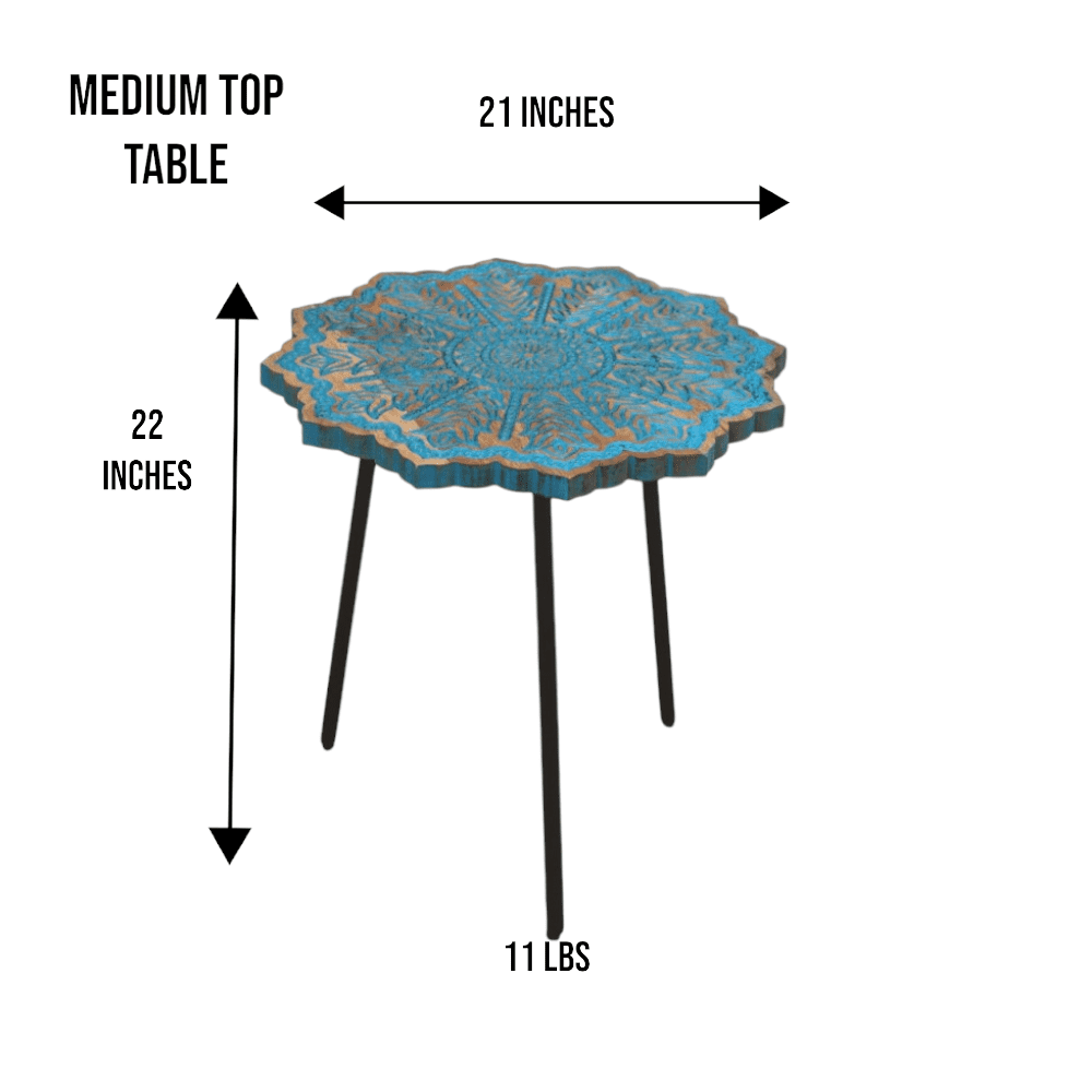 Mango Wood Blue Mandala Accent Table 3 Sizes image 6