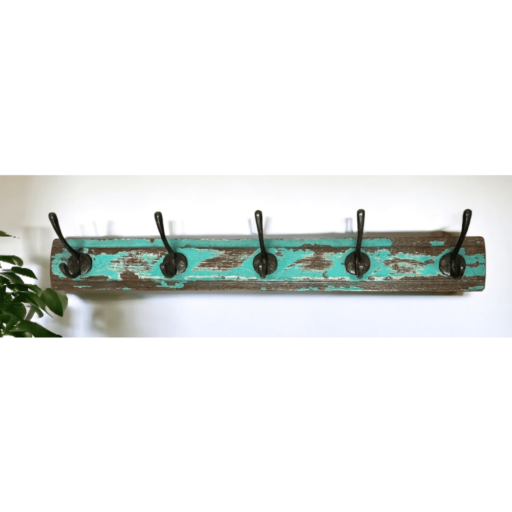 5-Hook Coat Rack Reclaimed Wood image 0