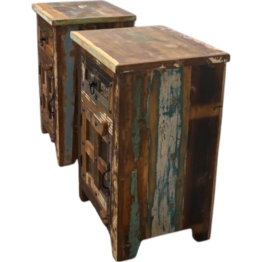 Pair of Rustic Reclaimed Wood Bedside Tables image 3