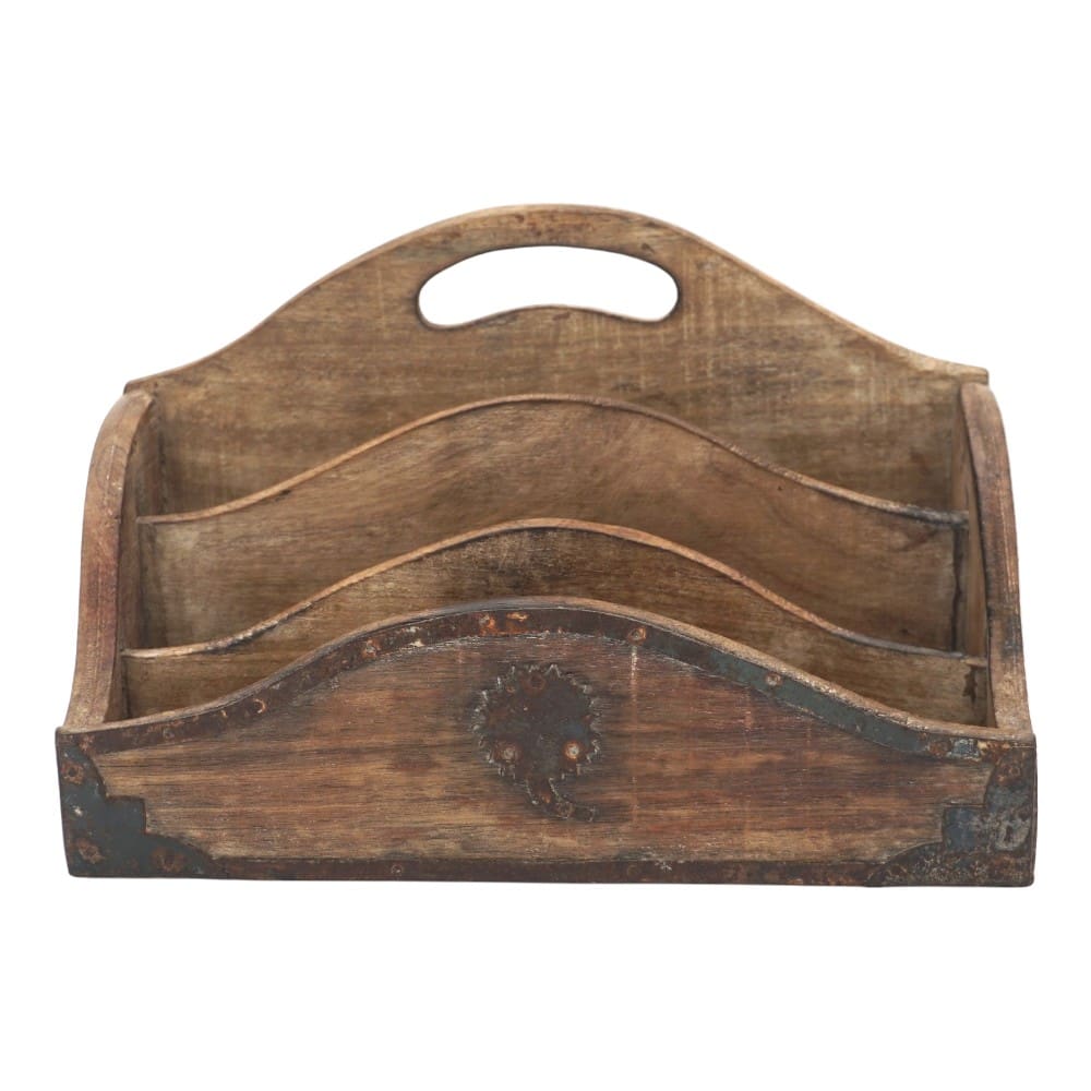 Vintage Wood Desk Tidy Letter Organizer image 2