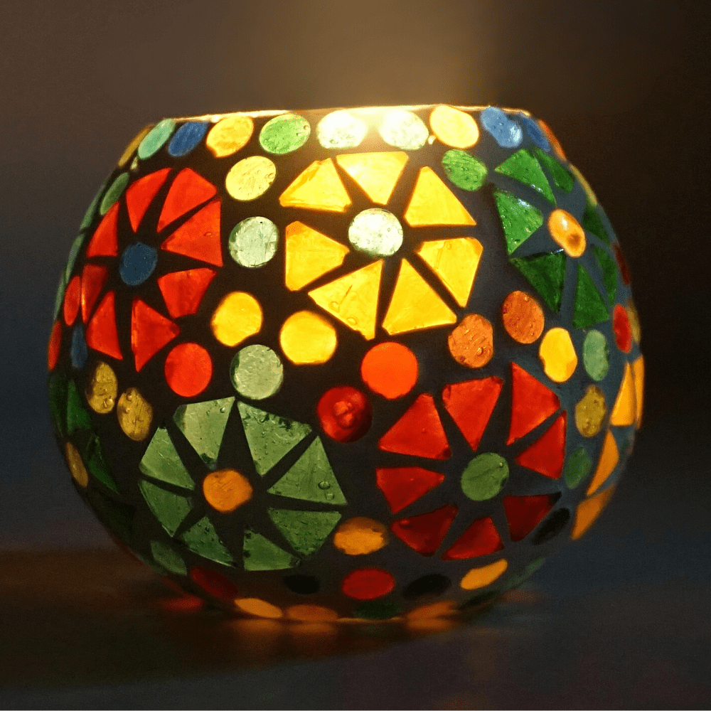 2.5 Inch Multicolor Round Mosaic Glass Candle Holder Set of 3 image 8