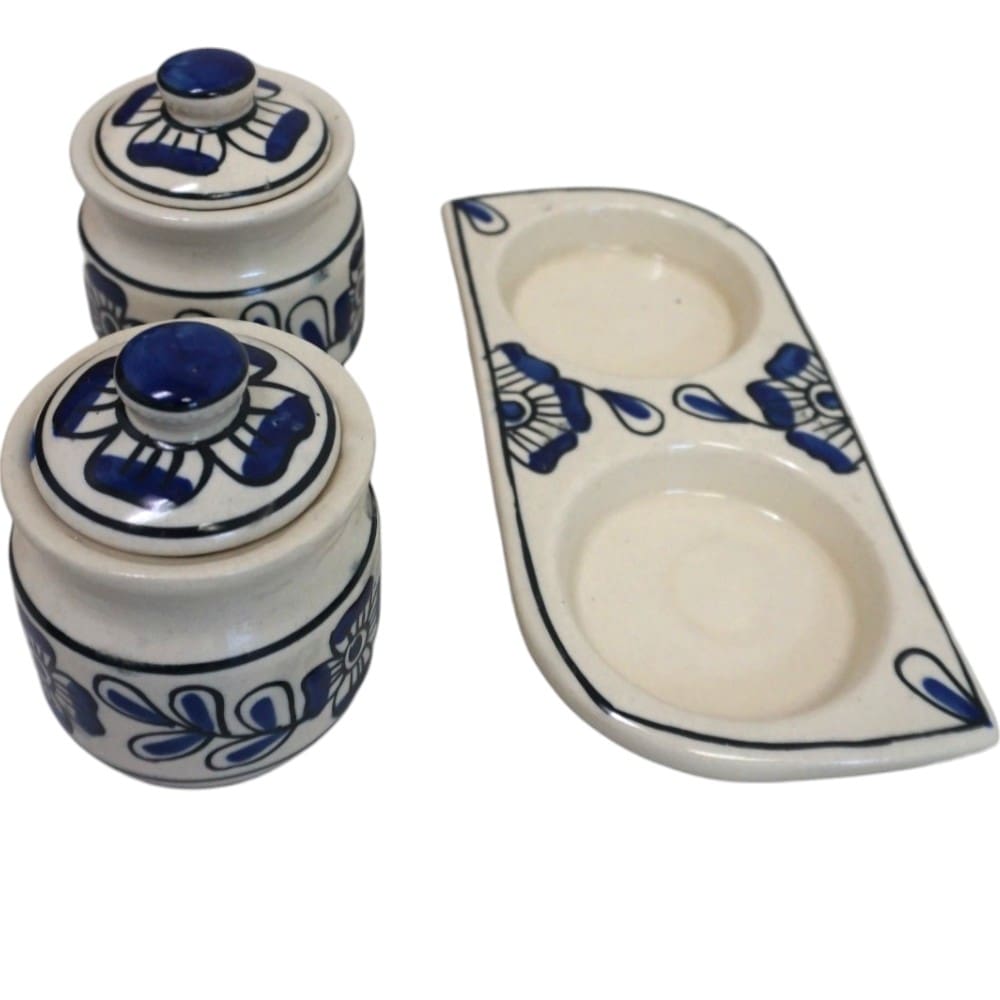 Set of Two Ceramic Pots with a Matching Tray image 6