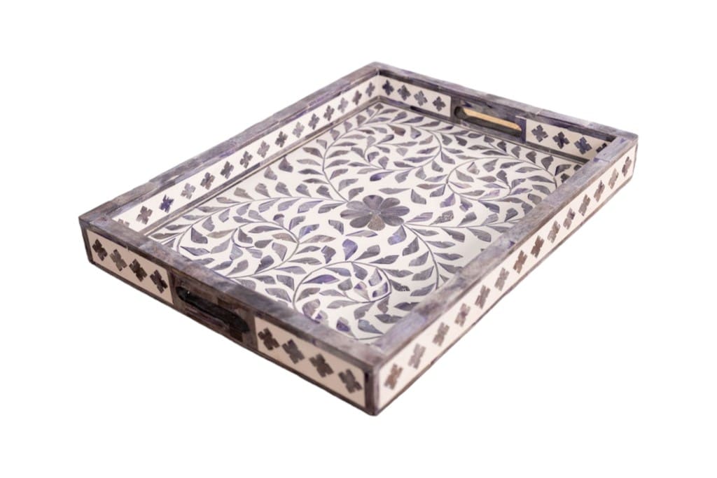Gray and White Decorative Tray image 5