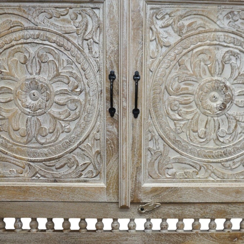 Hand-crafted Sandblasted Natural Mango Wood Sideboard image 7