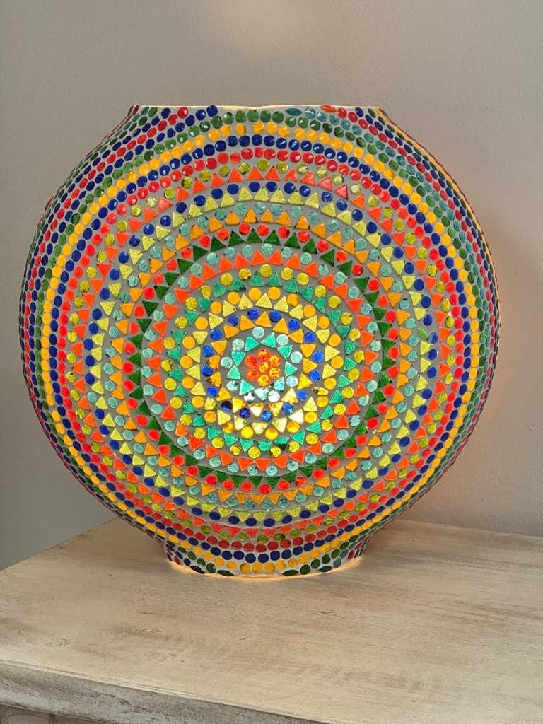 Multicolor Round Mosaic Glass Lamp Limited Stock! image 1
