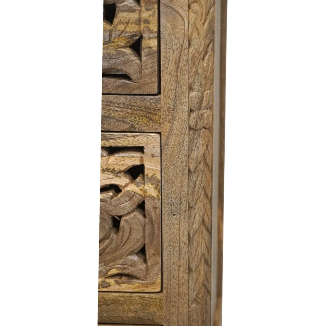 Hand-carved Natural Wood 5-Drawer Dresser image 8