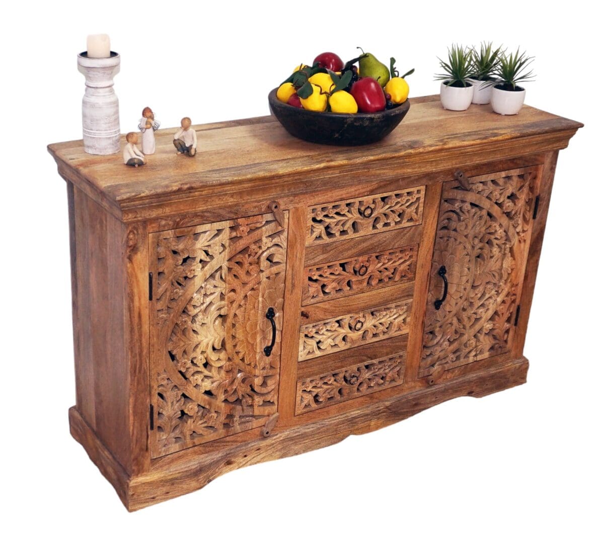 Stunning Natural Wood Sideboard with 2 Doors and 4 Drawers image 2