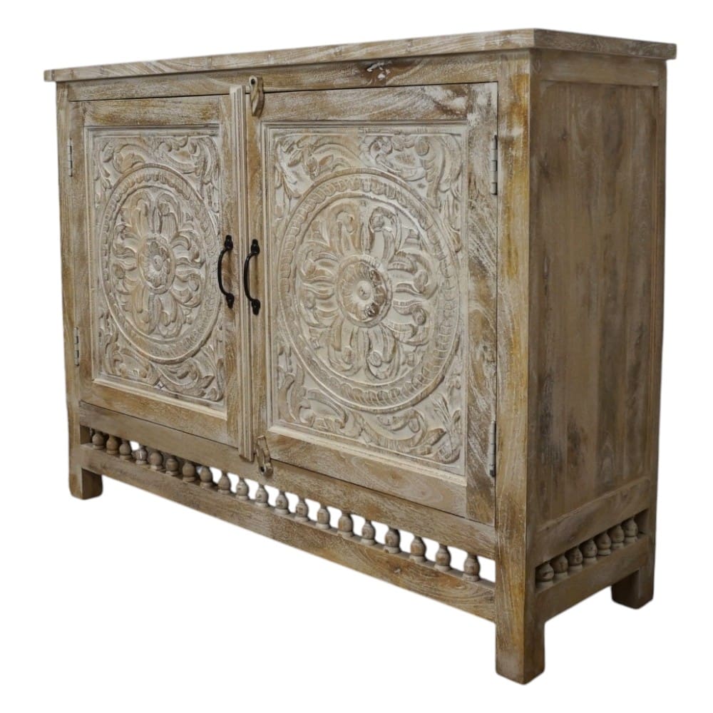 Hand-crafted Sandblasted Natural Mango Wood Sideboard image 2