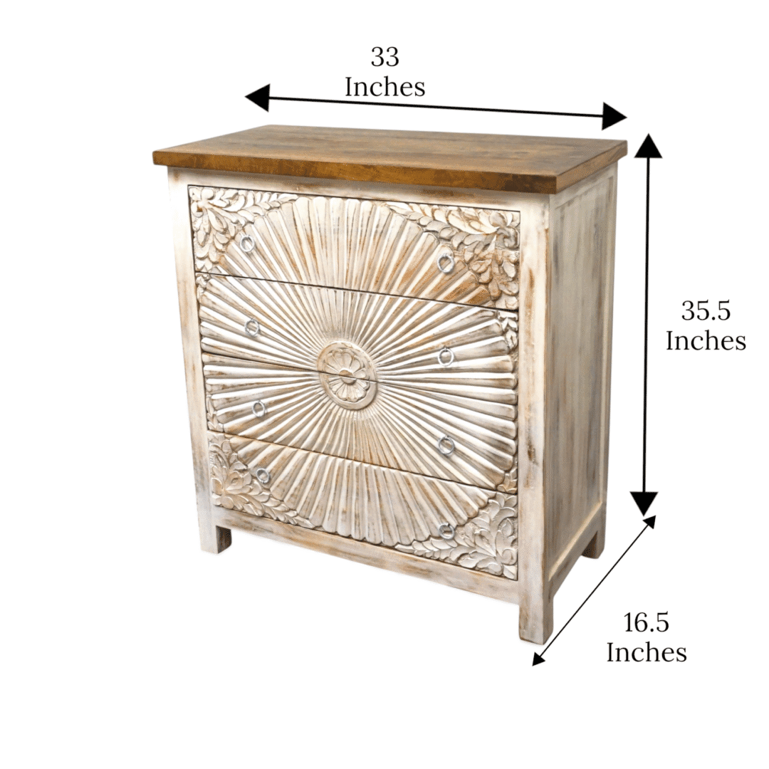 Hand-Carved Four Drawer Dresser image 11