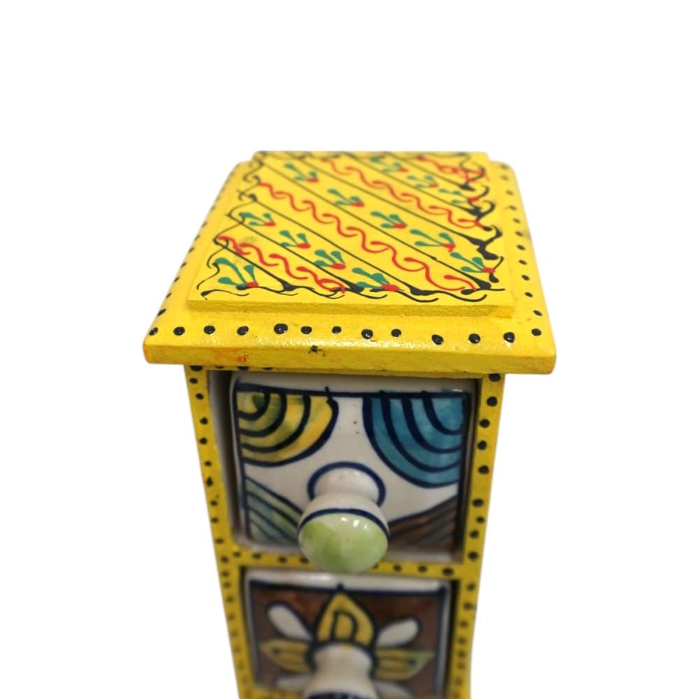Hand-Painted Three Drawer Organizer Multicolor Ceramic image 8