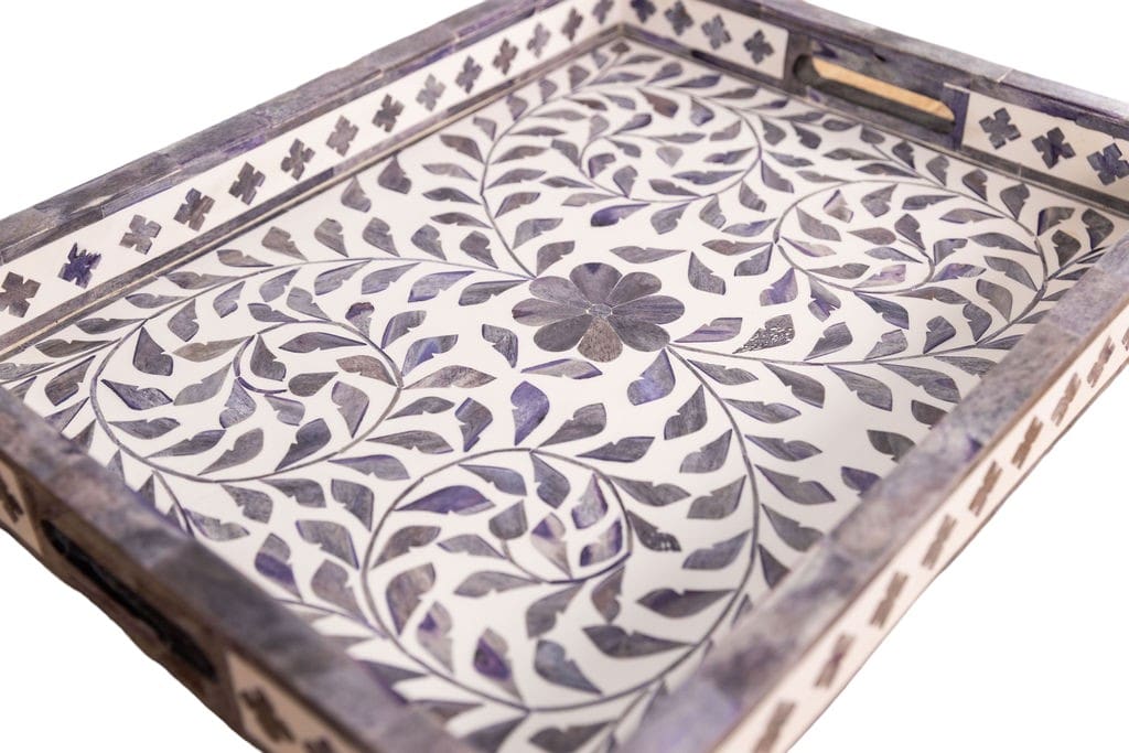 Gray and White Decorative Tray image 3