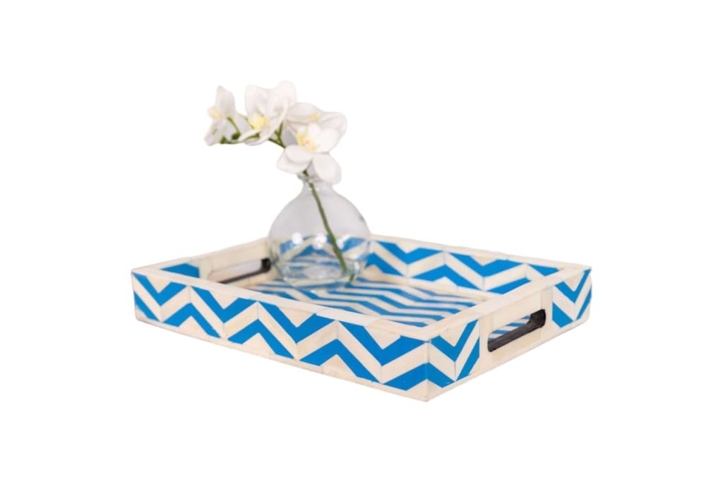 Blue and White Chevron Tray image 2
