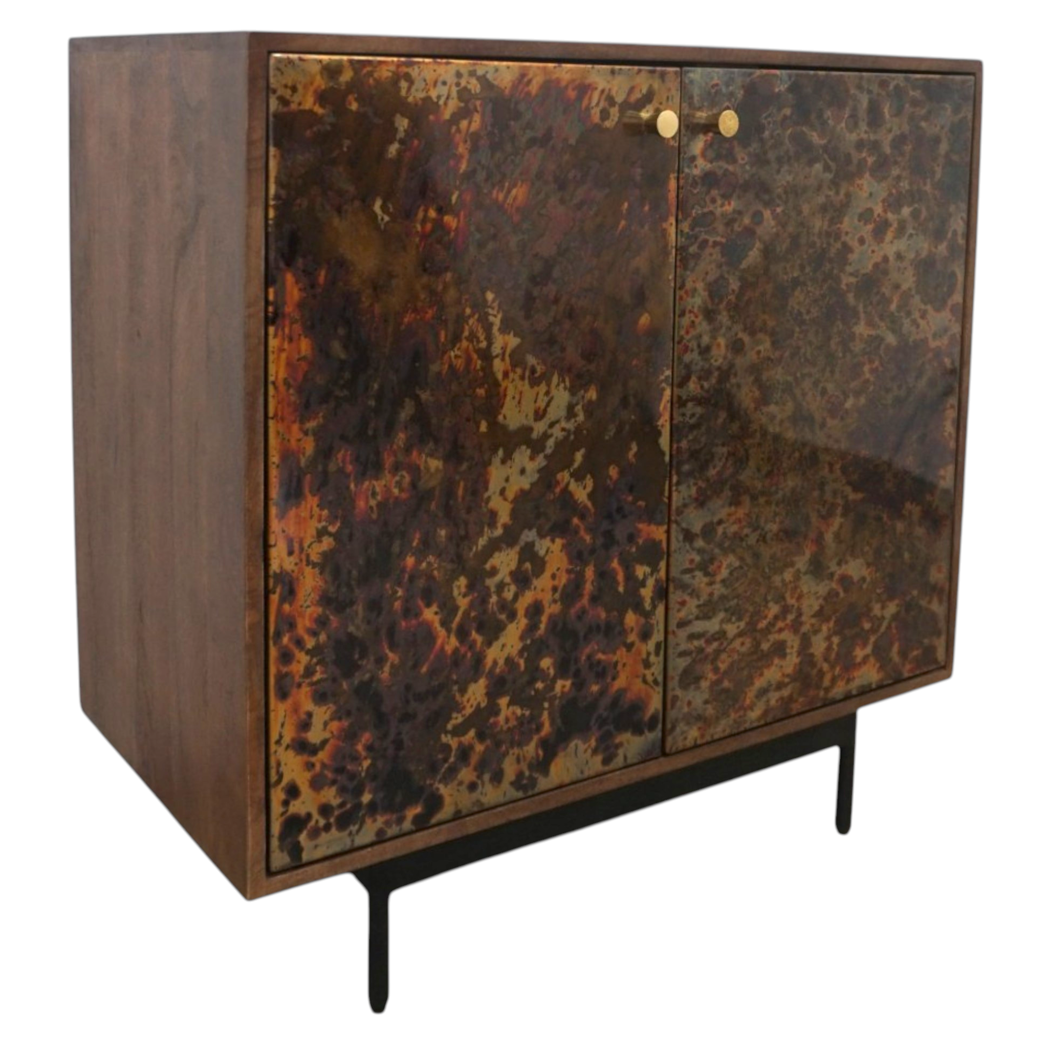 Handcrafted Mango Wood Cabinet | Patina Metal Doors – Modern Industrial Farmhouse Sideboard