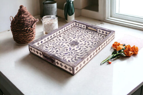 Gray and White Decorative Tray image 0