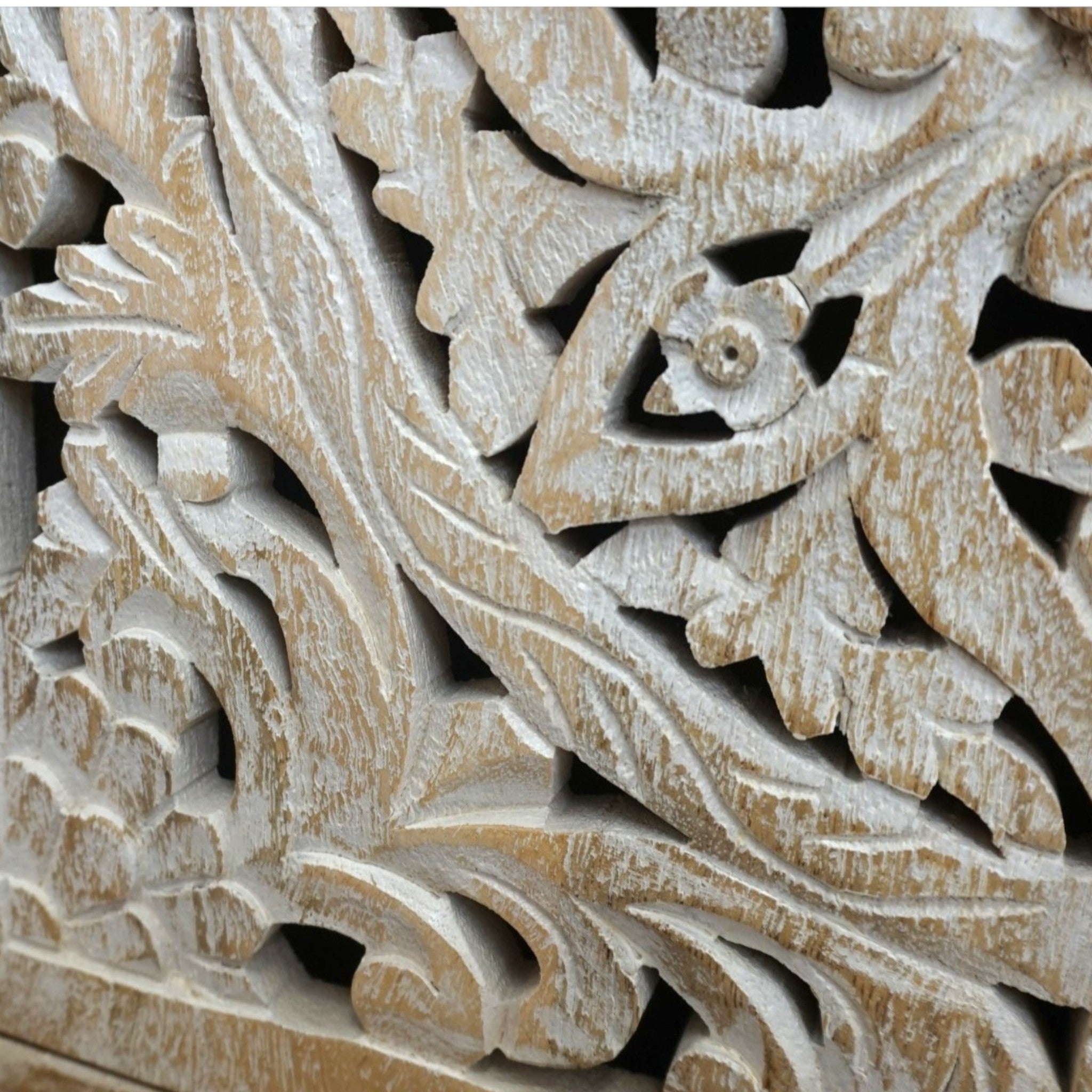 Handcrafted Mango Wood Bathroom Medicine Cabinet | Hand-Carved Cutout Doors