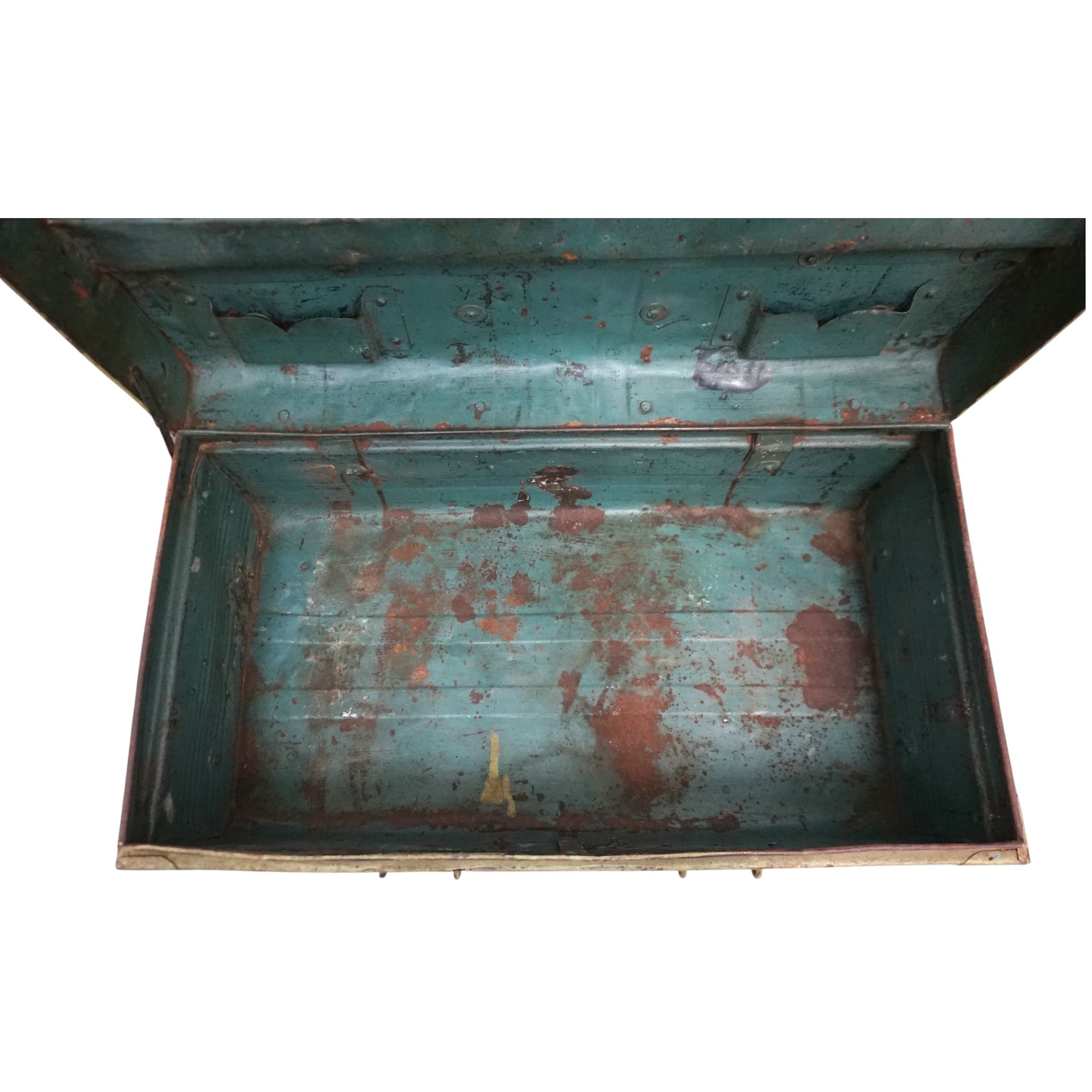 Vintage Metal Travel Trunk | Rustic Storage
