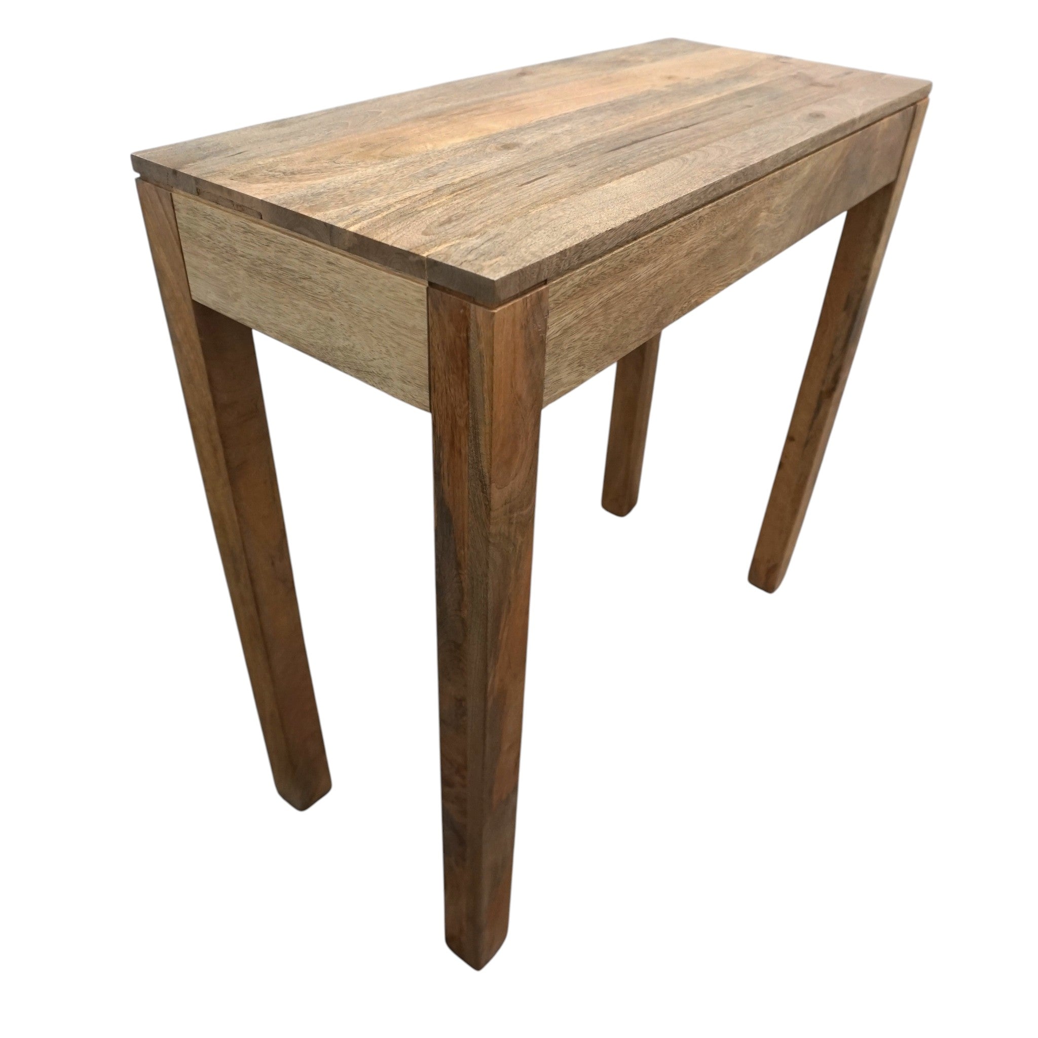 Solid Mango Wood Tall Console Table & Kitchen Island | Hidden Drawer & Natural Finish