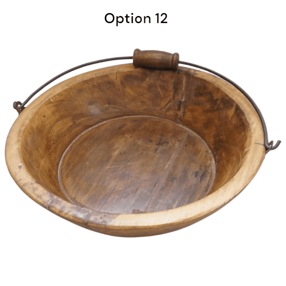 Vintage Wooden Bowls with a Handle Set of 2 image 8