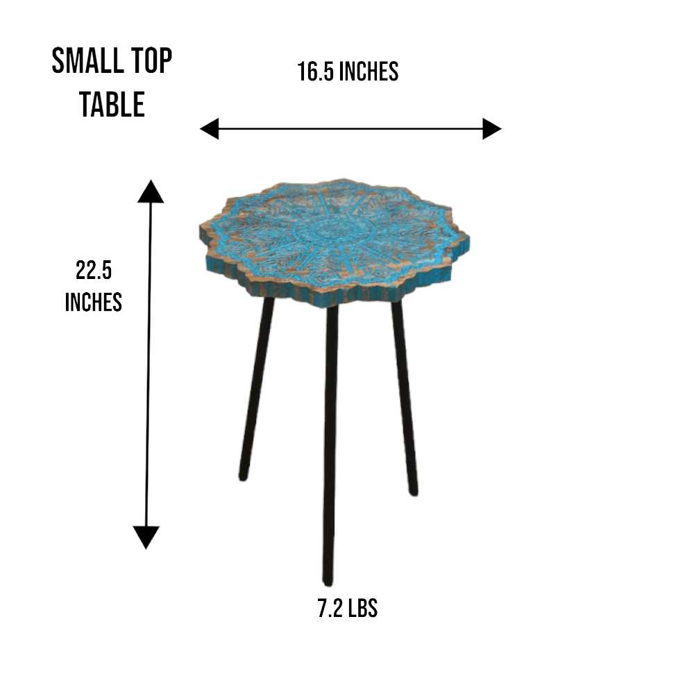 Mango Wood Blue Mandala Accent Table 3 Sizes image 5