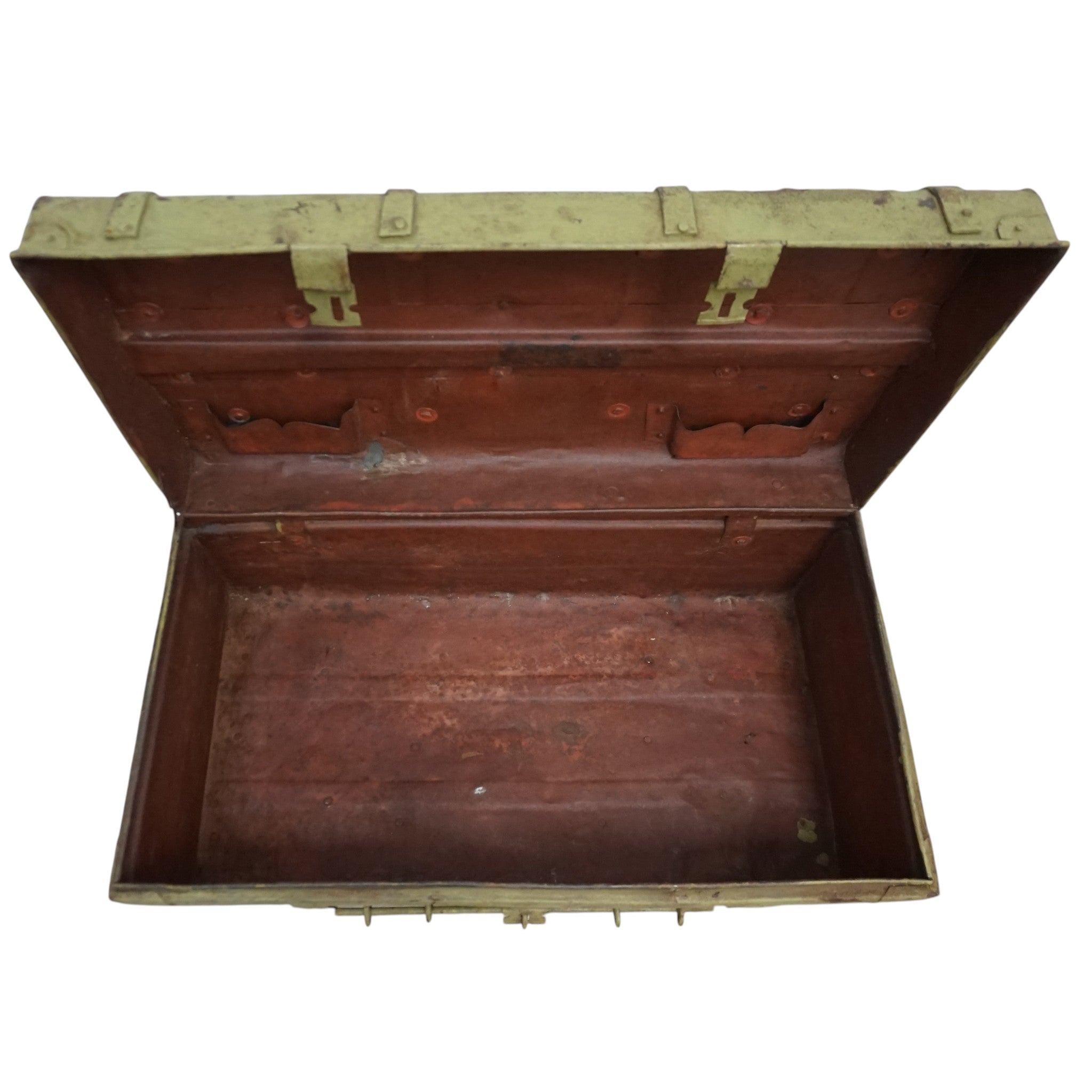 Vintage Metal Travel Trunk | Early 20th Century Indian Railway Case