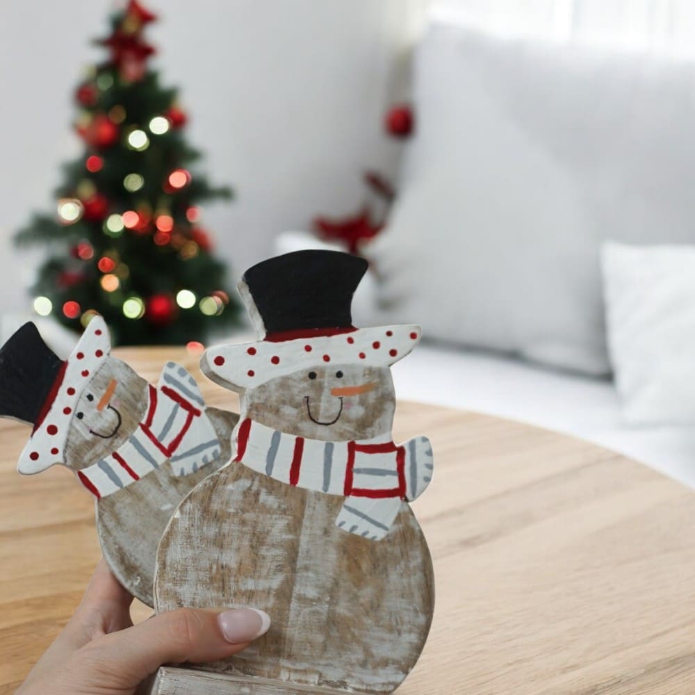 Hand-crafted Set of Two Wooden Snowmen BUY 1 GET 1 FREE image 5