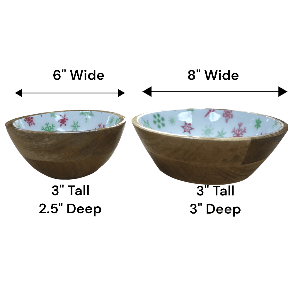 Set of 2 Winter Bowls in Natural Wood with White Enamel image 8