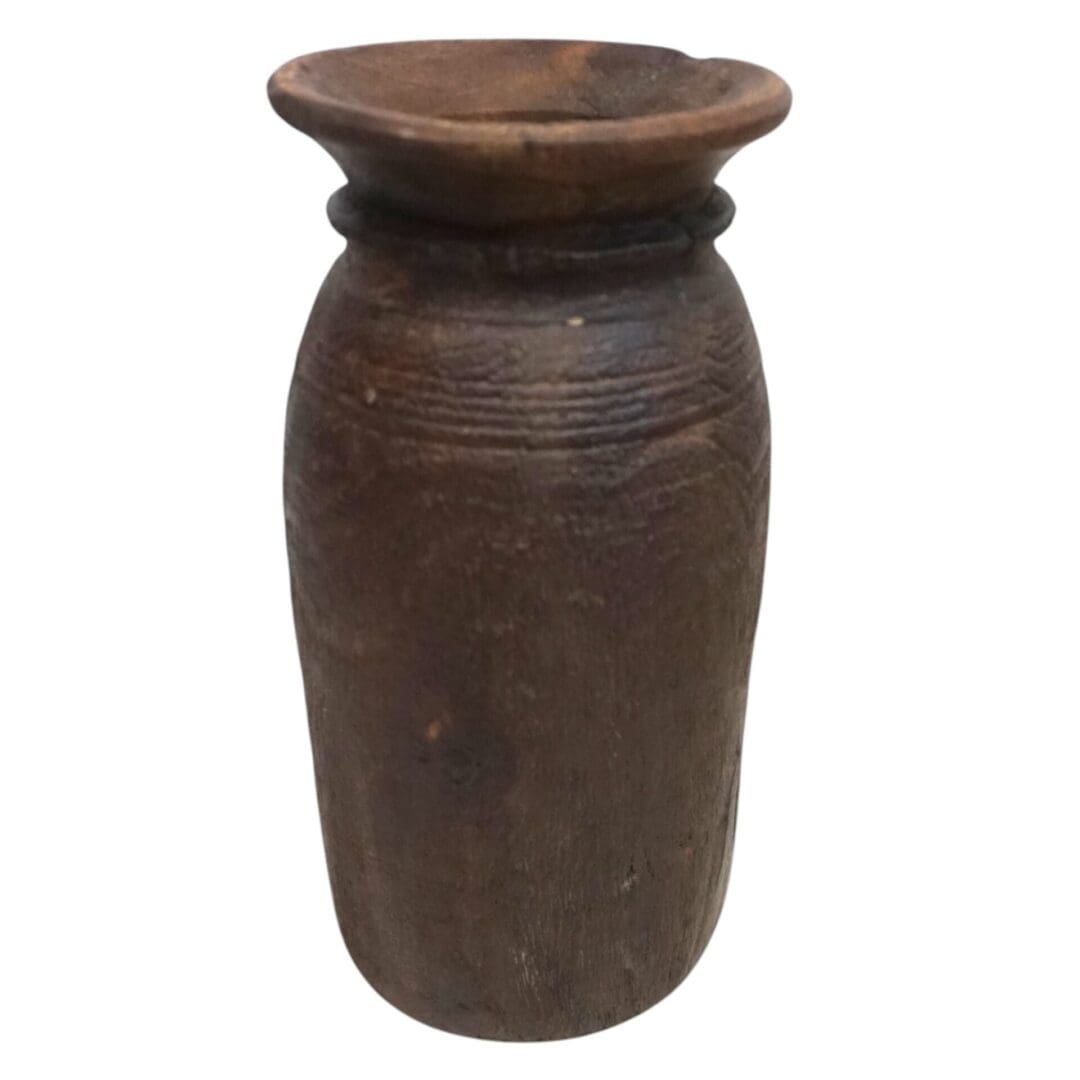 Vintage Acacia Wood Vase Rustic Decor image 26