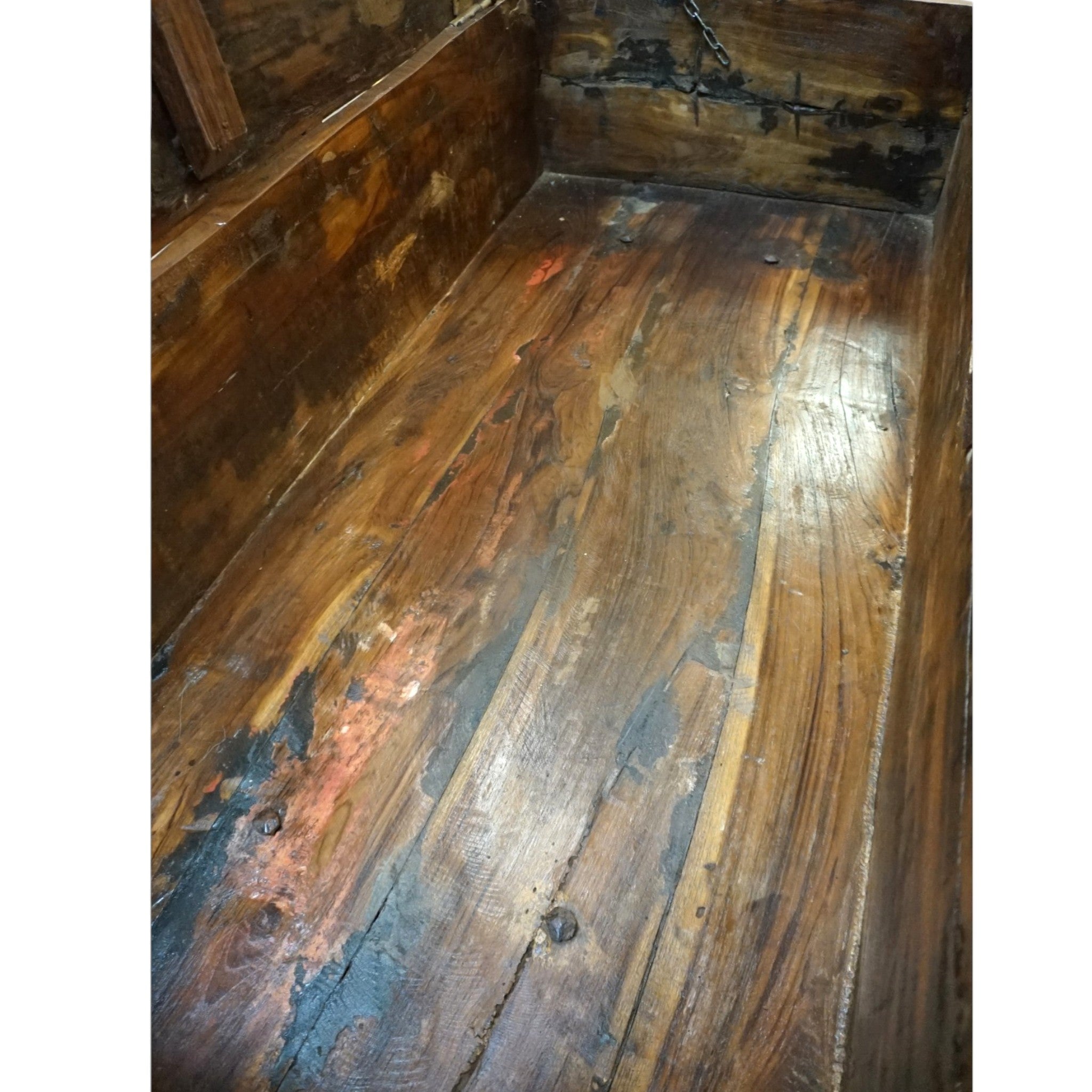 Handcrafted Large Reclaimed Wood Trunk Coffee Table | Storage & Wooden Wheels