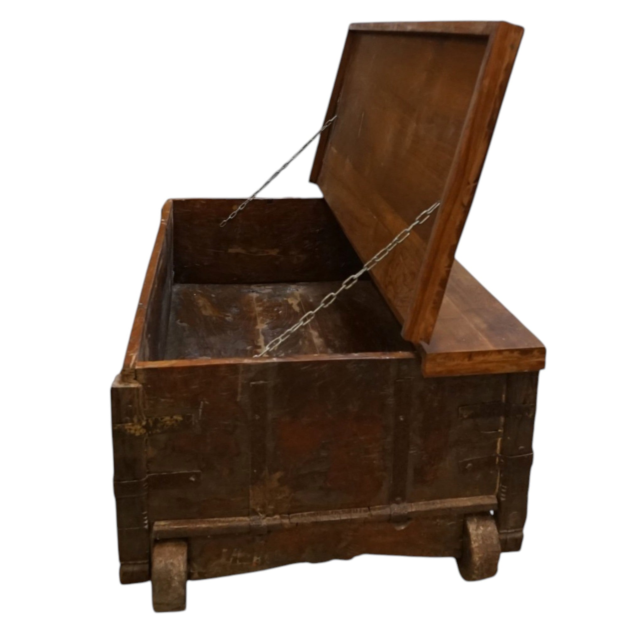 Handcrafted Large Reclaimed Wood Trunk Coffee Table | Storage & Wooden Wheels