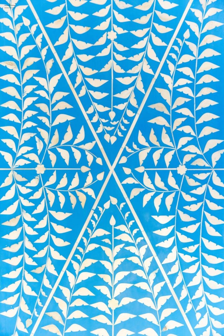 Blue and White Bone Inlay Ottoman 2 Sizes image 7