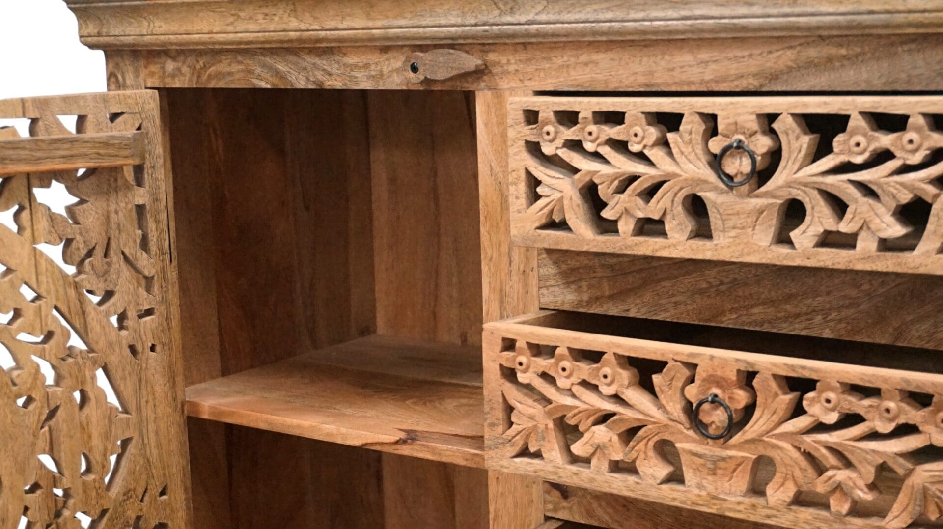 Stunning Natural Wood Sideboard with 2 Doors and 4 Drawers image 4