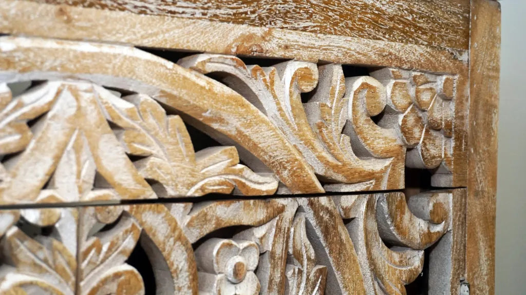 Natural Wood Vanity Gorgeous Hand-carved Detail Timeless Style image 8