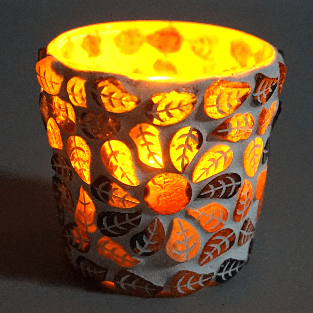 Multicolor Round Mosaic Glass Tea Light Holder Set of 6 image 6