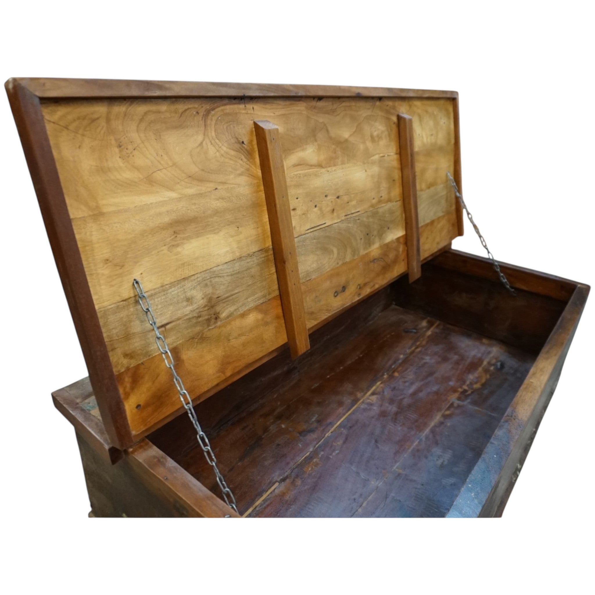 Handcrafted Large Reclaimed Wood Trunk Coffee Table | Storage & Wooden Wheels