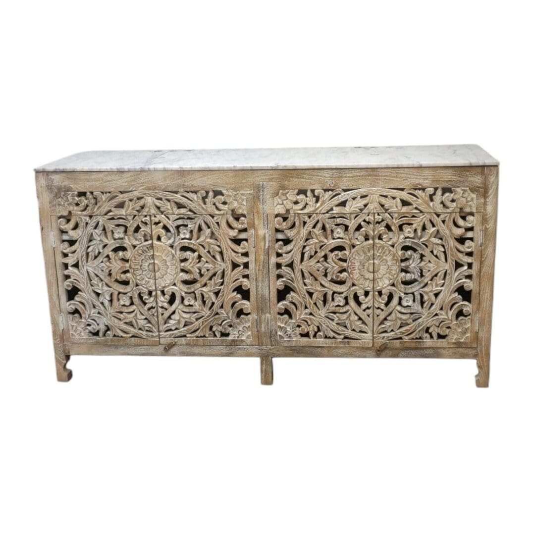 Natural Wood Double Vanity Gorgeous Hand-carved Detail image 15