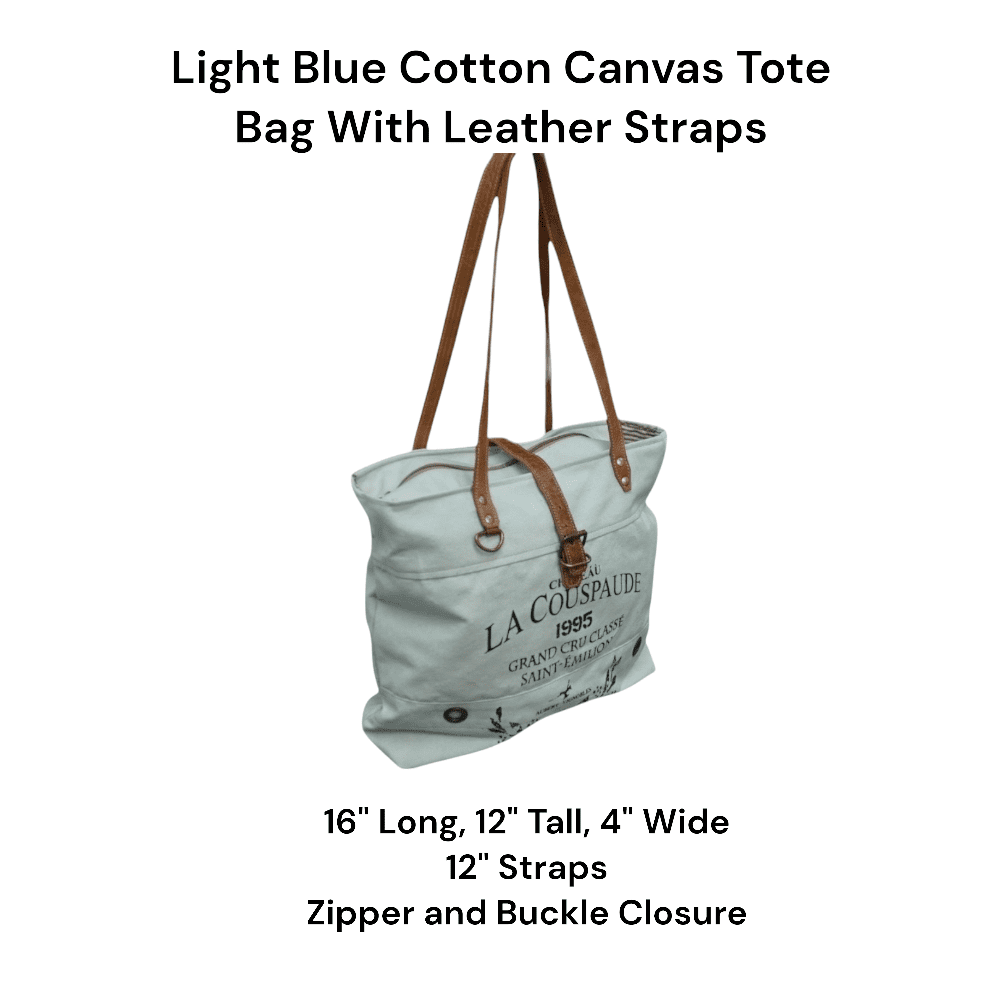 Cotton Canvas Light Blue Tote Bag image 8