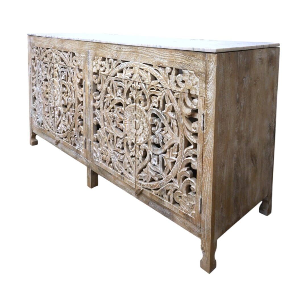 Natural Wood Double Vanity Gorgeous Hand-carved Detail image 18