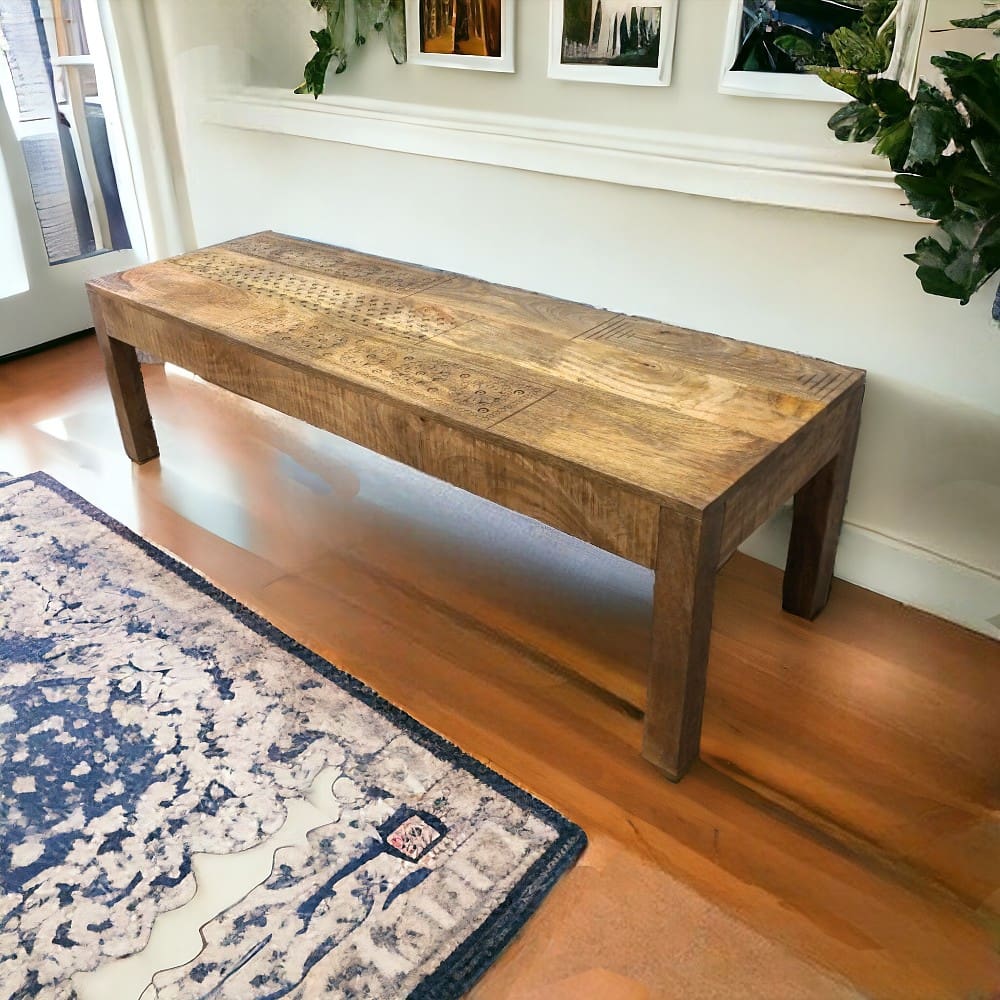 Natural Wood Coffee Table or Entry Bench image 1