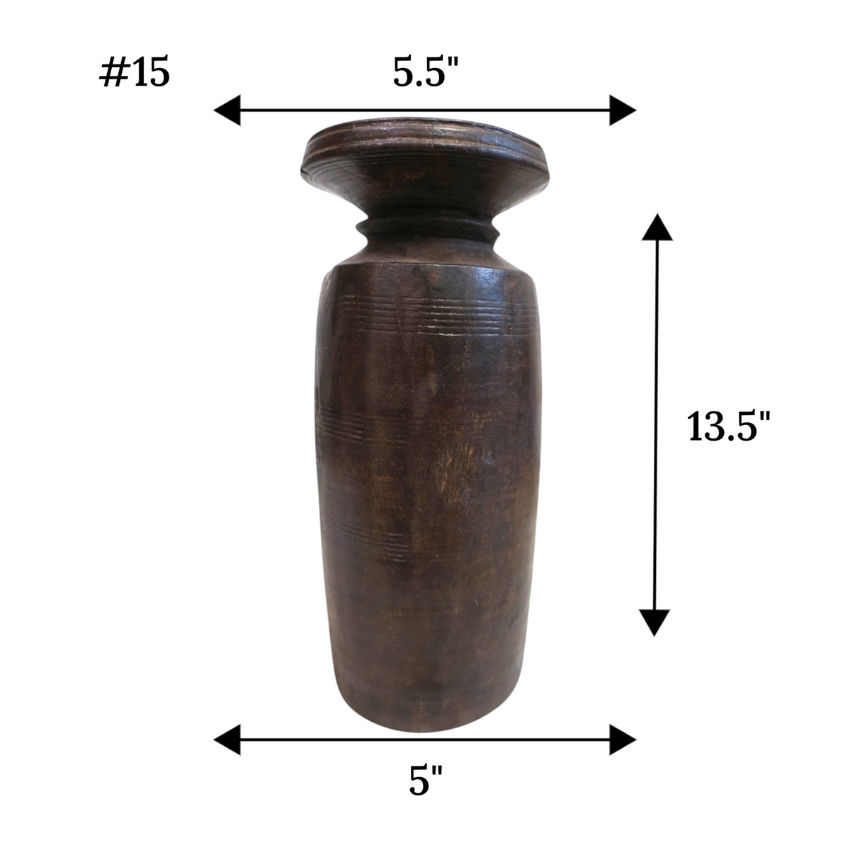 Vintage Acacia Wood Vase | Rustic Dried Flower & Boho Home Decor | Unique Pieces