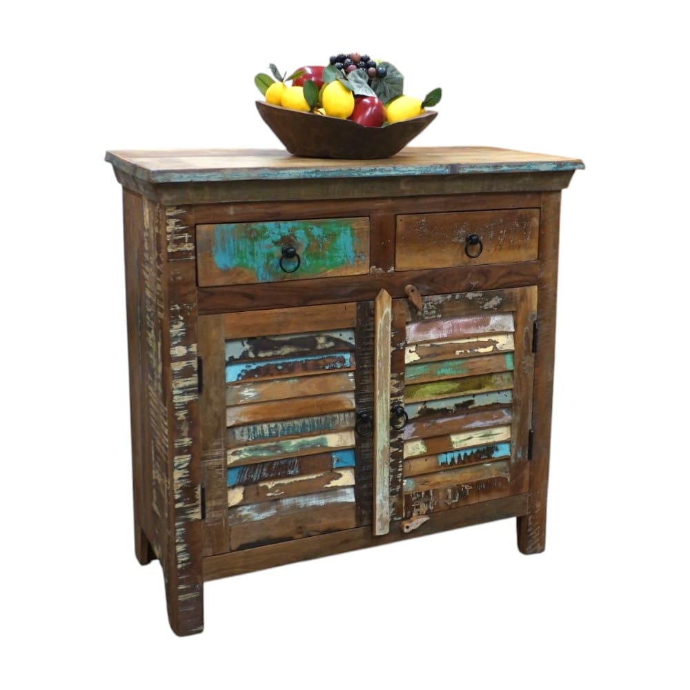 Reclaimed Wood Buffet Cabinet with Louvre Doors image 2