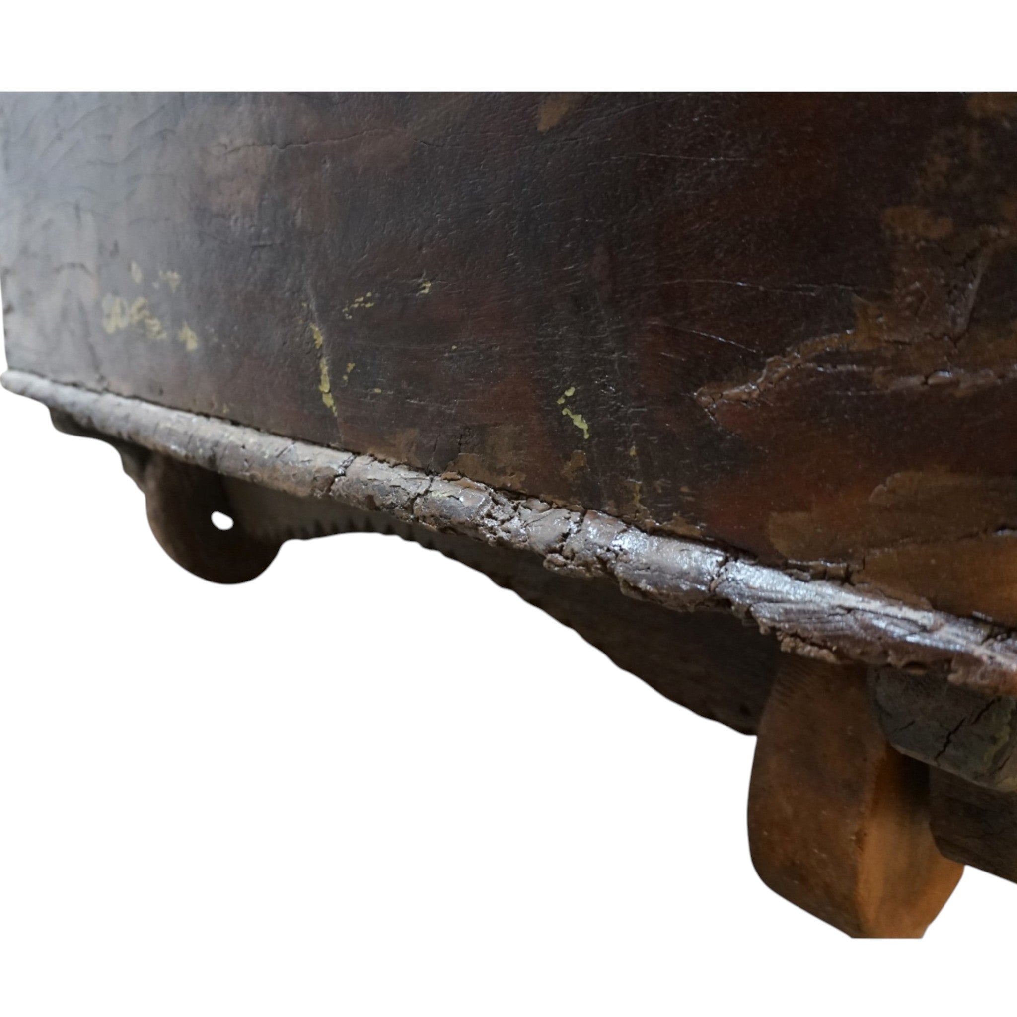 Handcrafted Large Reclaimed Wood Trunk Coffee Table | Storage & Wooden Wheels