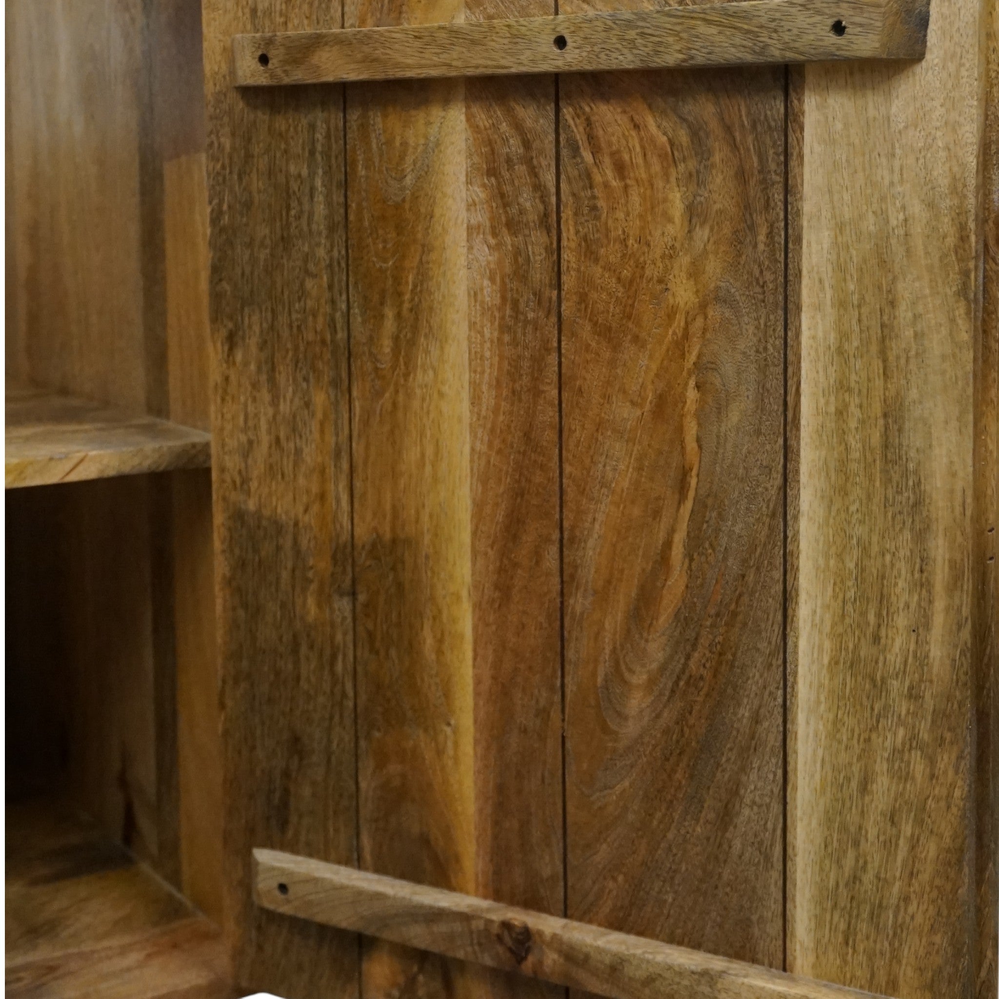 Natural Wood Bathroom Vanity Hand-Carved with Marble Top and Basin