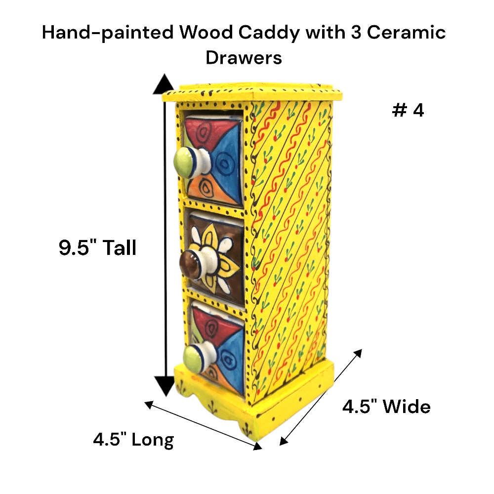 Hand-Painted Three Drawer Organizer Multicolor Ceramic image 12