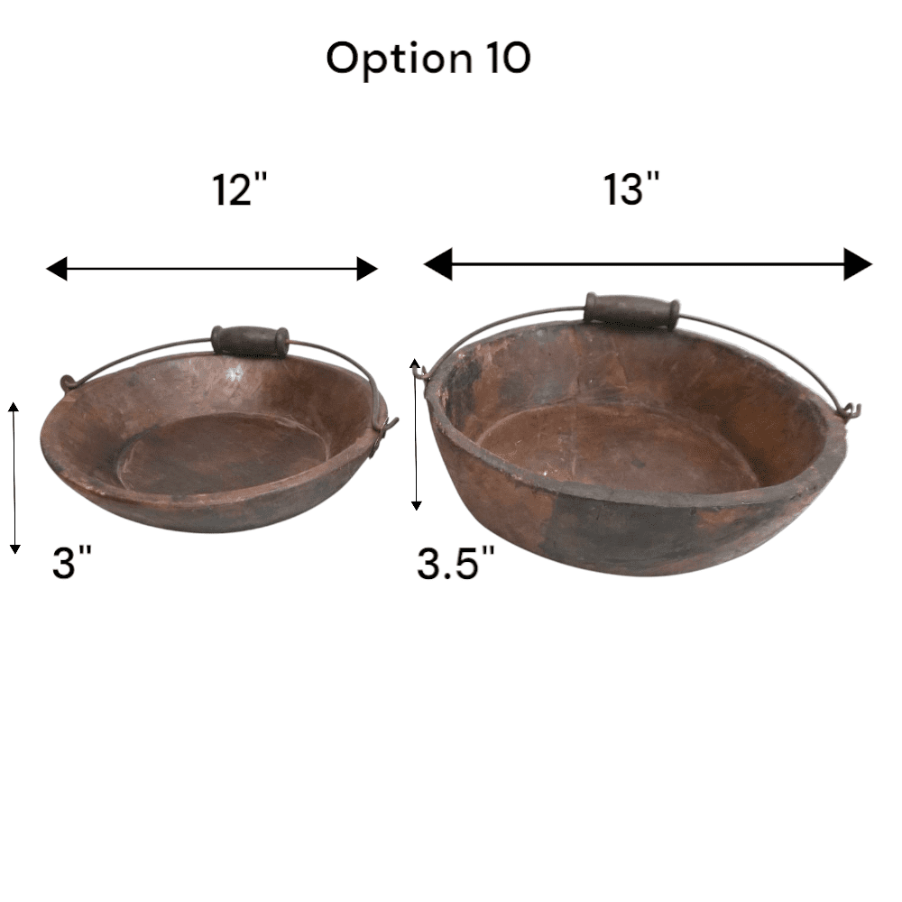 Vintage Wooden Bowls with a Handle Set of 2 image 8