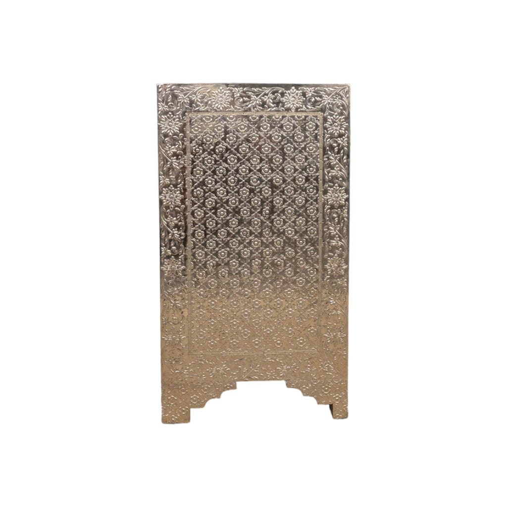Pair of White Metal Side Table Hand-Embossed image 2