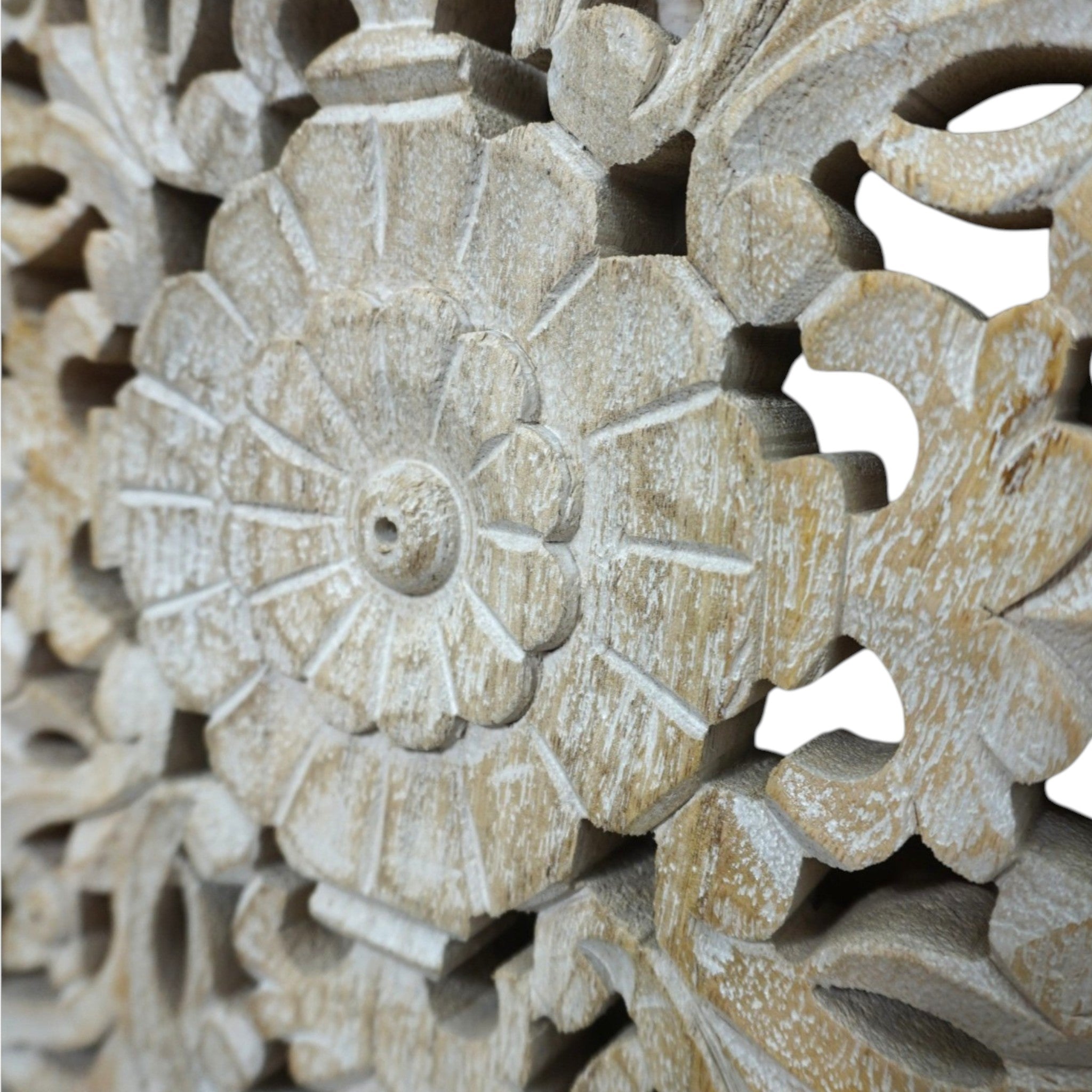 Handcrafted Mango Wood Linen Tower Cabinet | Hand-Carved Cutout Doors