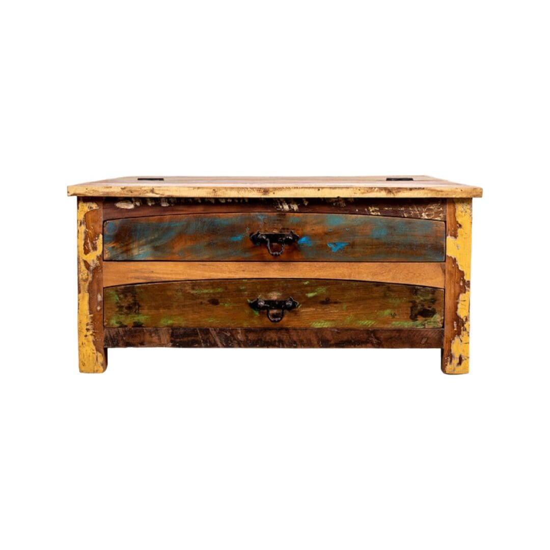 Reclaimed Wood Coffee Table with Hidden Trunk image 1