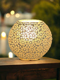 Adorable Round White Glass Lamp Flower Embossed image 0